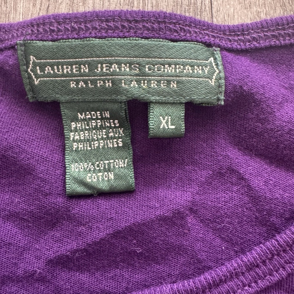 Lauren Ralph Lauren Purple Long Sleeve Cotton Shirt RL Logo Size Womens XL - Picture 6 of 6
